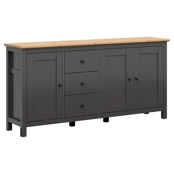 Comoda HESEN, gri grafit/stejar artisan, PAL melaminat, 199x44x96 cm