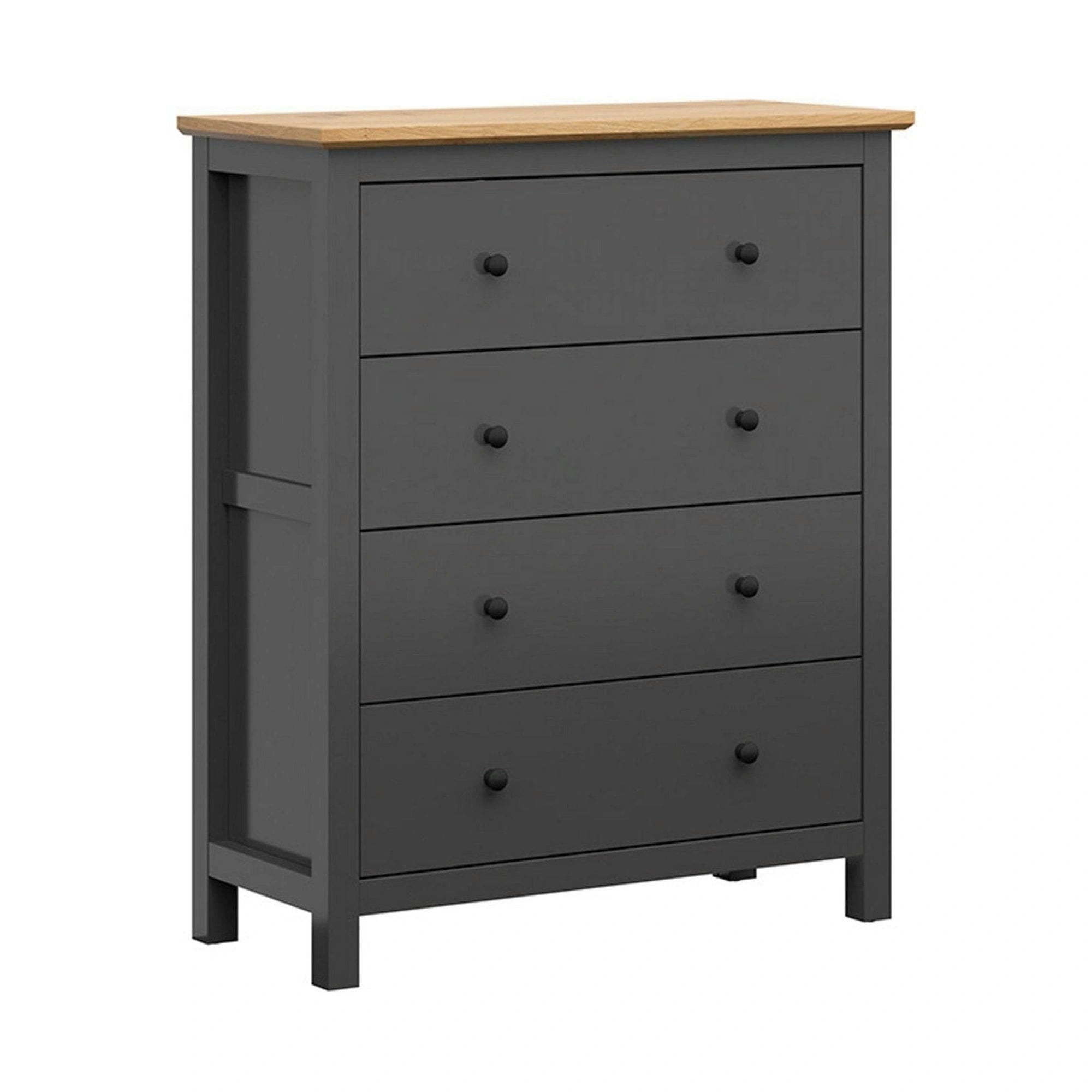 Comoda HESEN, gri grafit/stejar artisan, PAL melaminat, cu sertare, 101x44x121 cm
