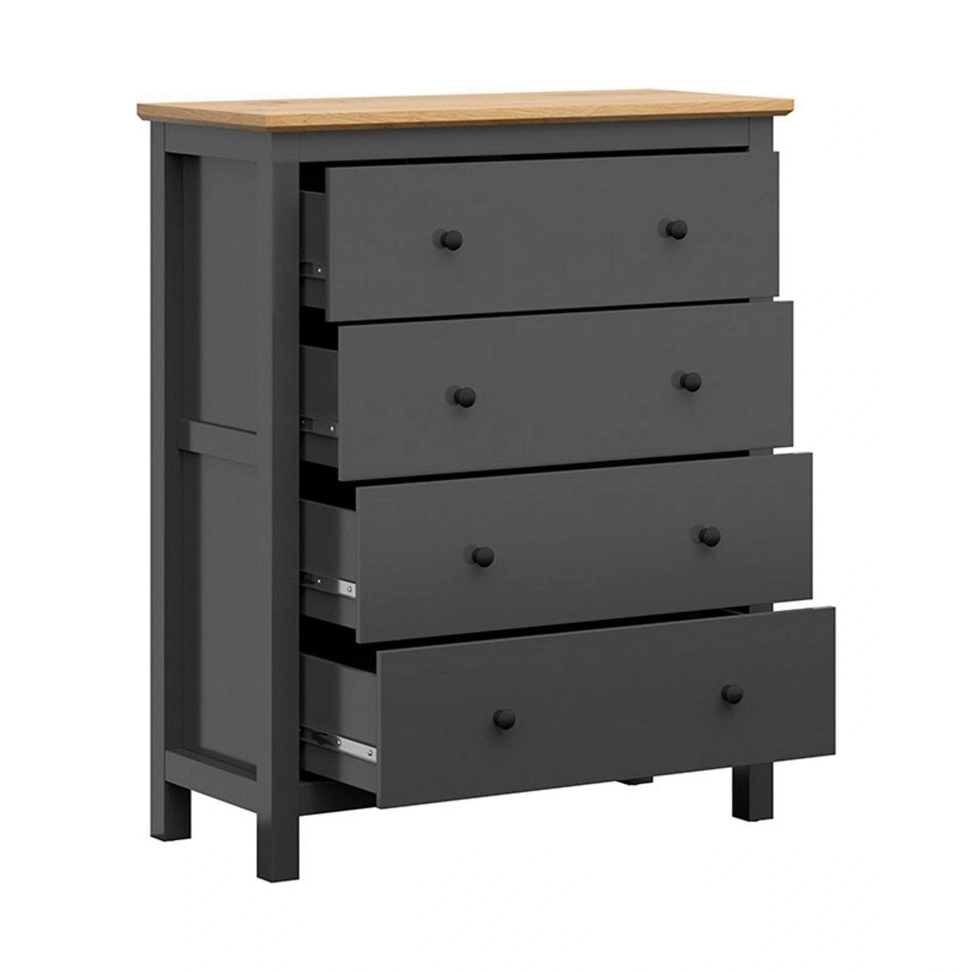 Comoda HESEN, gri grafit/stejar artisan, PAL melaminat, cu sertare, 101x44x121 cm