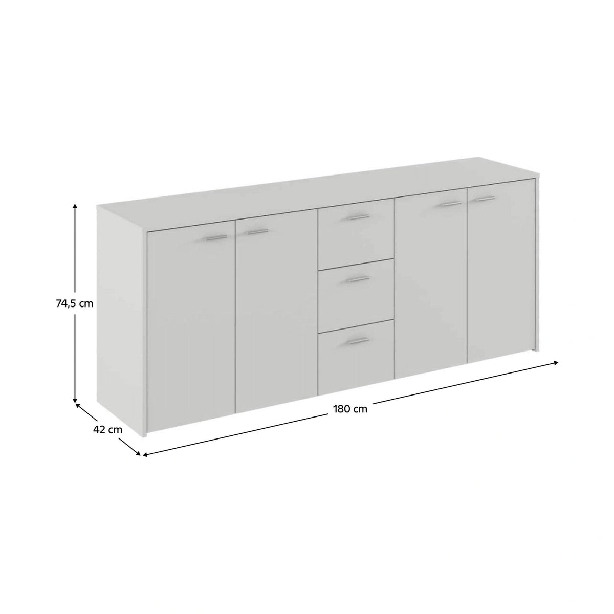 Comoda HUGOS 180, alb, PAL melaminat, 180x42x75 cm