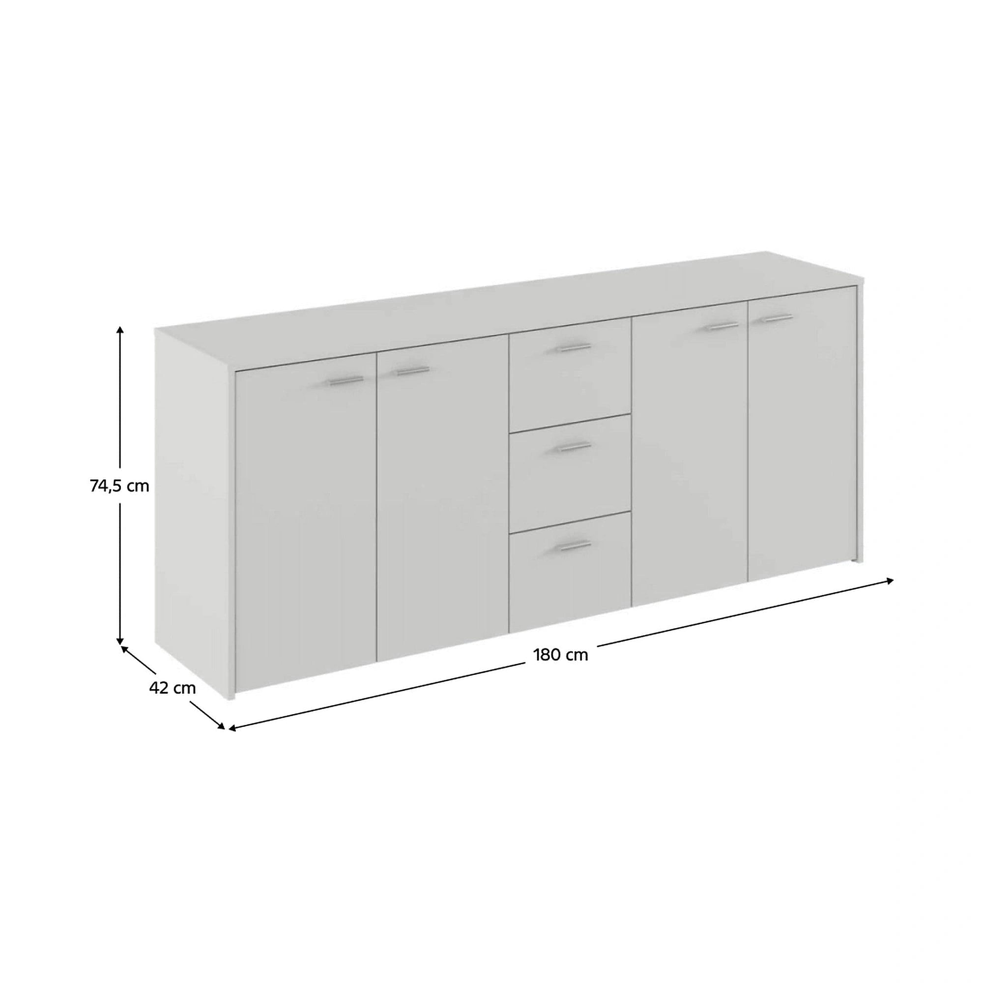 Comoda HUGOS 180, alb, PAL melaminat, 180x42x75 cm