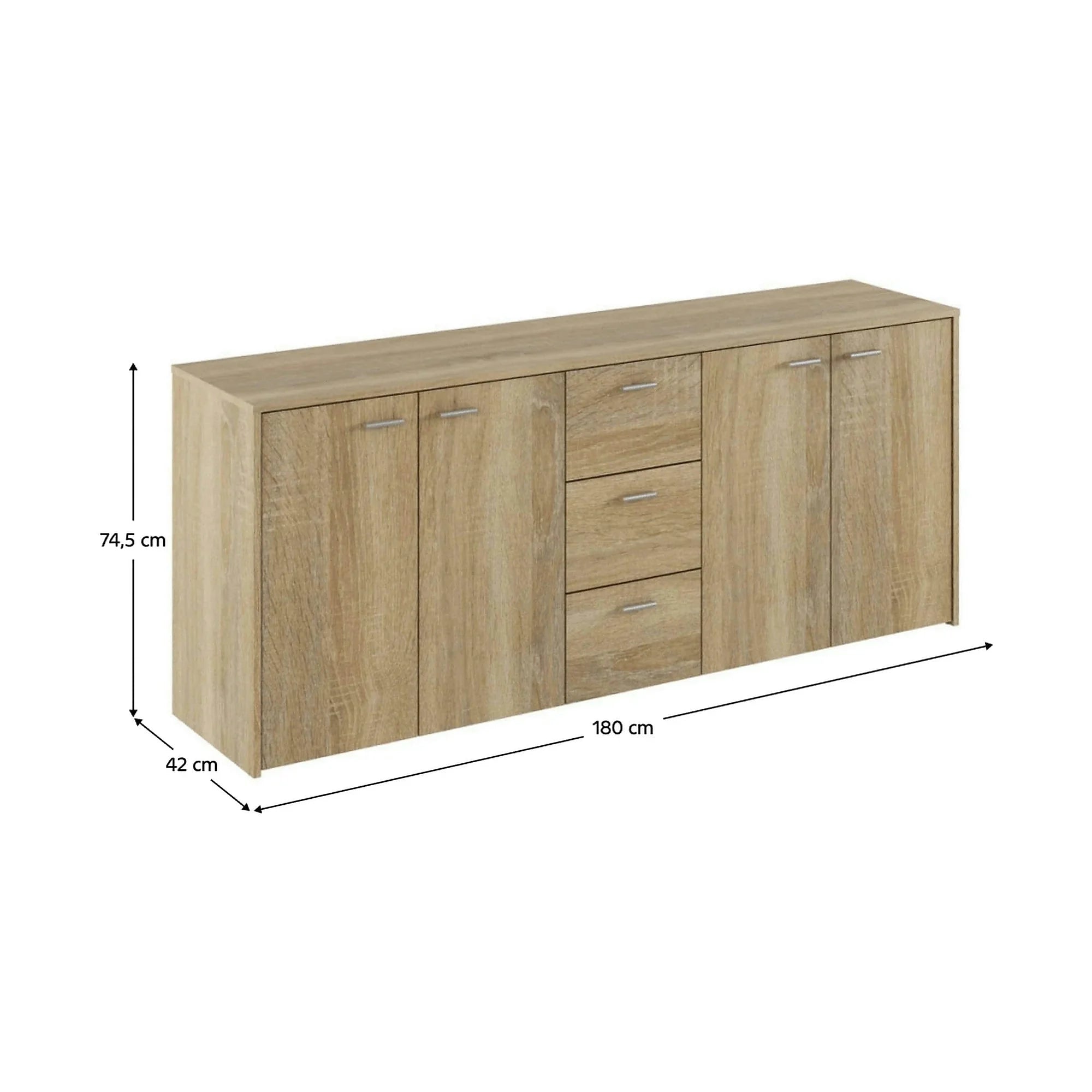Comoda HUGOS 180, stejar sonoma, PAL melaminat, 180x42x75 cm