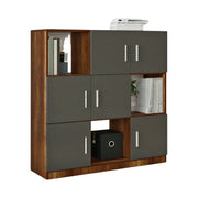 Comoda inalta VO7 - BA, gri/nuc, PAL melaminat, 120x38x122 cm
