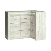 Comoda INDIANAPOLIS I15 dreapta, stejar craft alb, PAL laminat, cu 3 usi si iluminare led, 131/90x42x103.5 cm