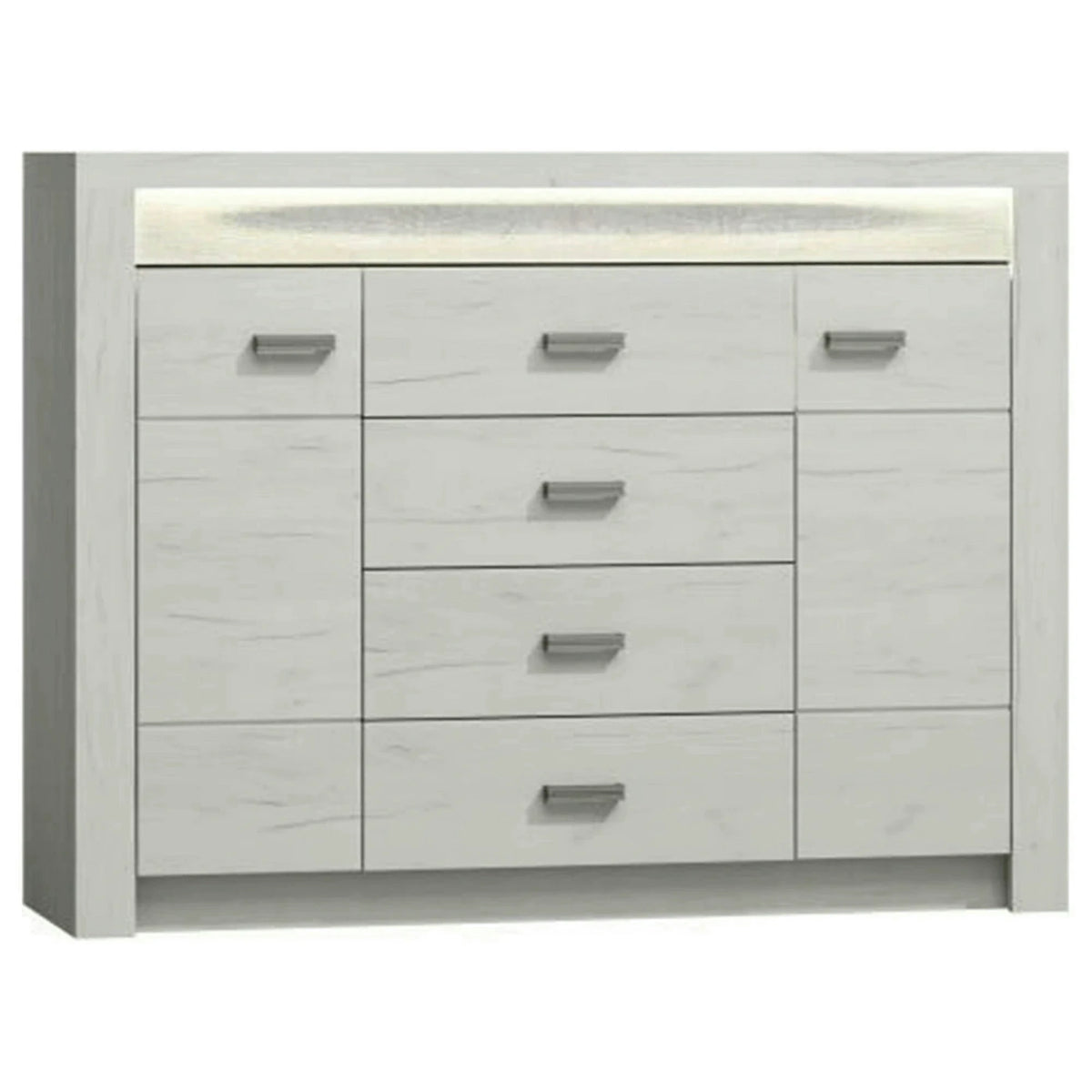 Comoda INFINITY 07, frasin alb, PAL melaminat, 137x42x104 cm