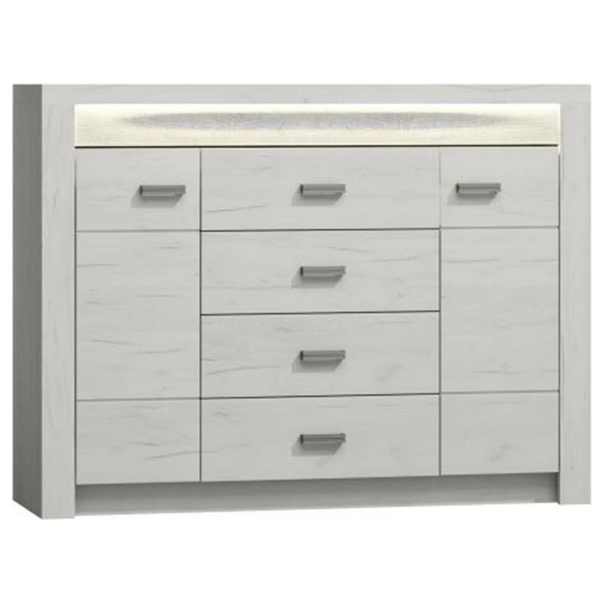 Comoda INFINITY 07, frasin alb, PAL melaminat, 137x42x104 cm