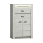 Comoda INFINITY I-06, frasin/alb, PAL melaminat, cu iluminare LED, 76x42x127 cm