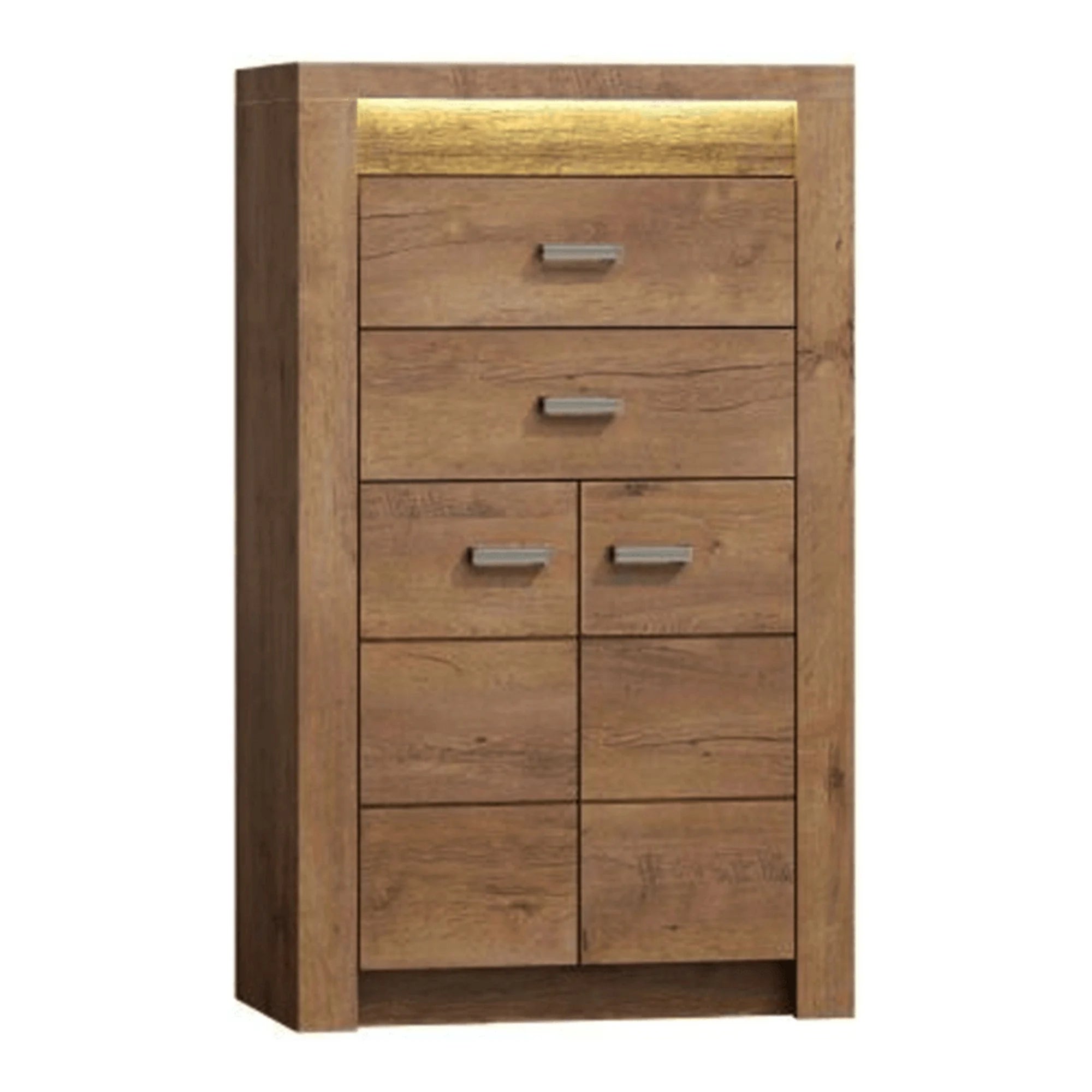 Comoda INFINITY I-06, frasin deschis, PAL melaminat, cu iluminare LED, 76x42x127 cm