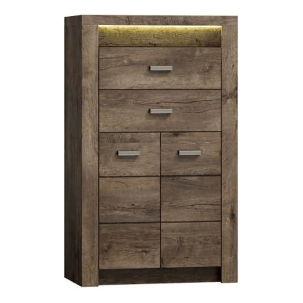 Comoda INFINITY I-06, frasin inchis, PAL melaminat, cu iluminare LED, 76x42x127 cm