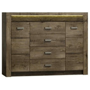 Comoda INFINITY I-07, frasin inchis, PAL melaminat, metal, 137x42x104 cm