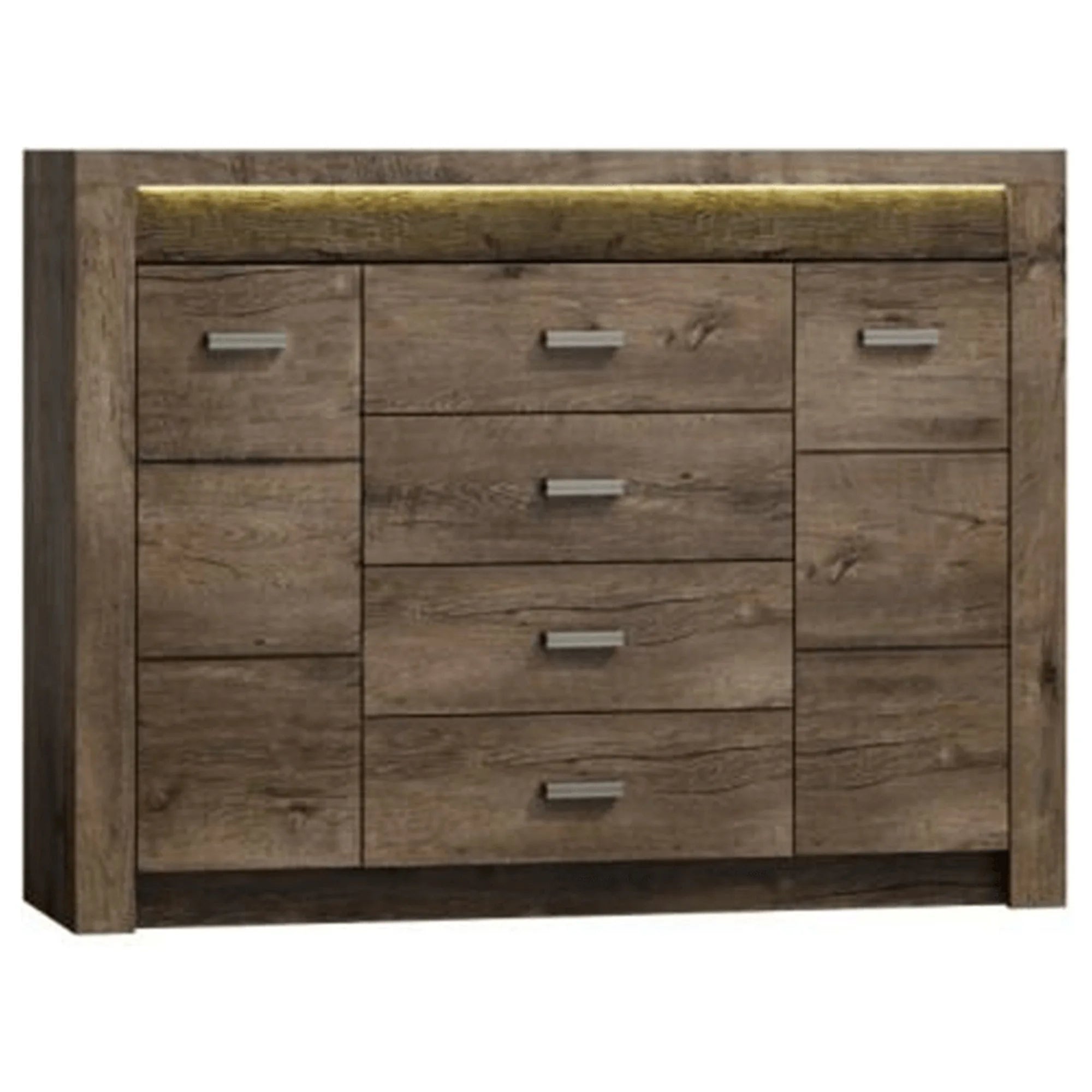 Comoda INFINITY I-07, frasin inchis, PAL melaminat, metal, 137x42x104 cm