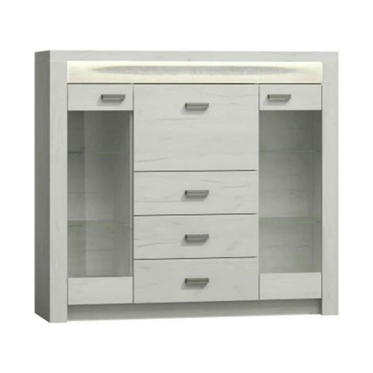 Comoda INFINITY I-08,  frasin alb, PAL melaminat, 137x42x122 cm