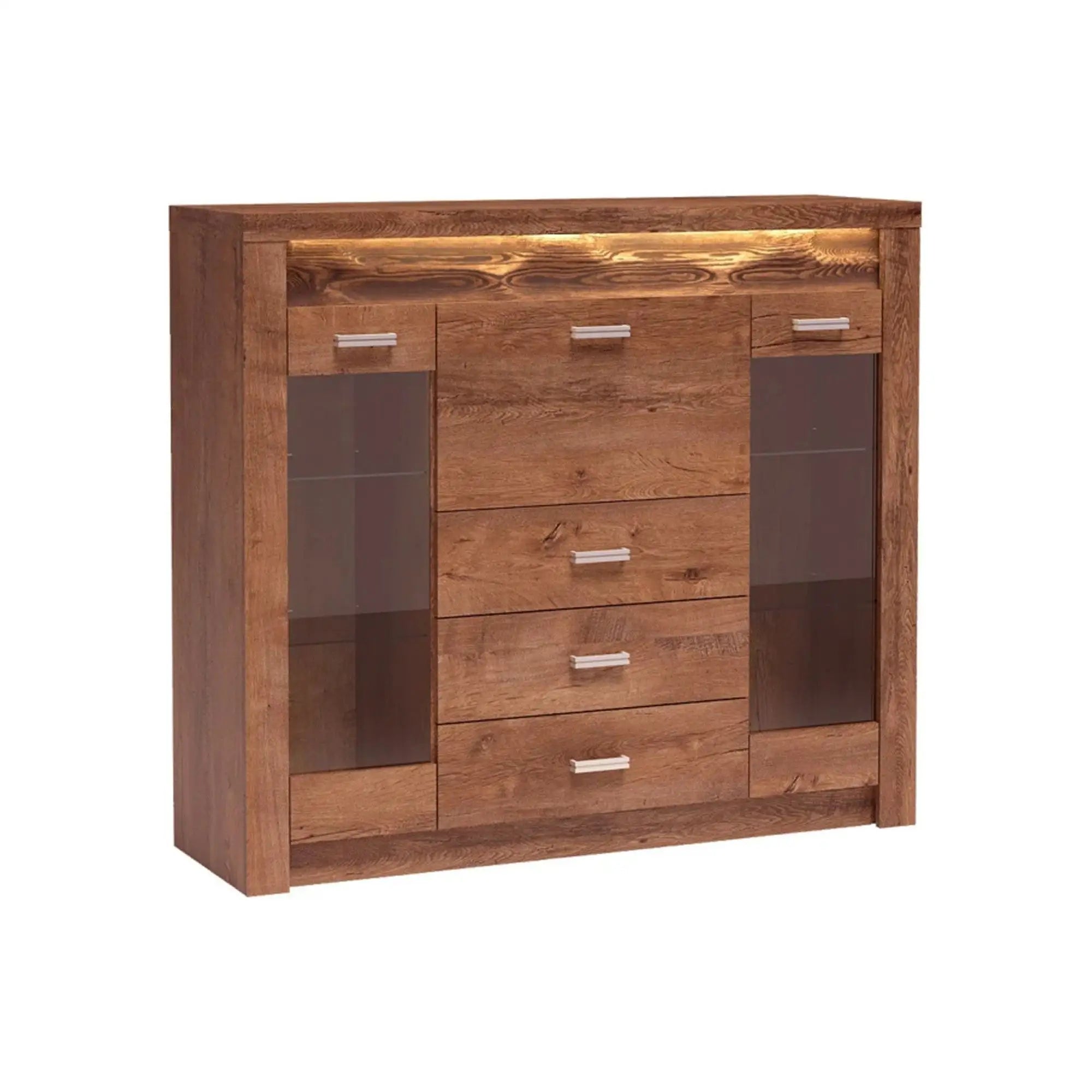 Comoda INFINITY I-08, frasin deschis, PAL melaminat, 137x42x122 cm