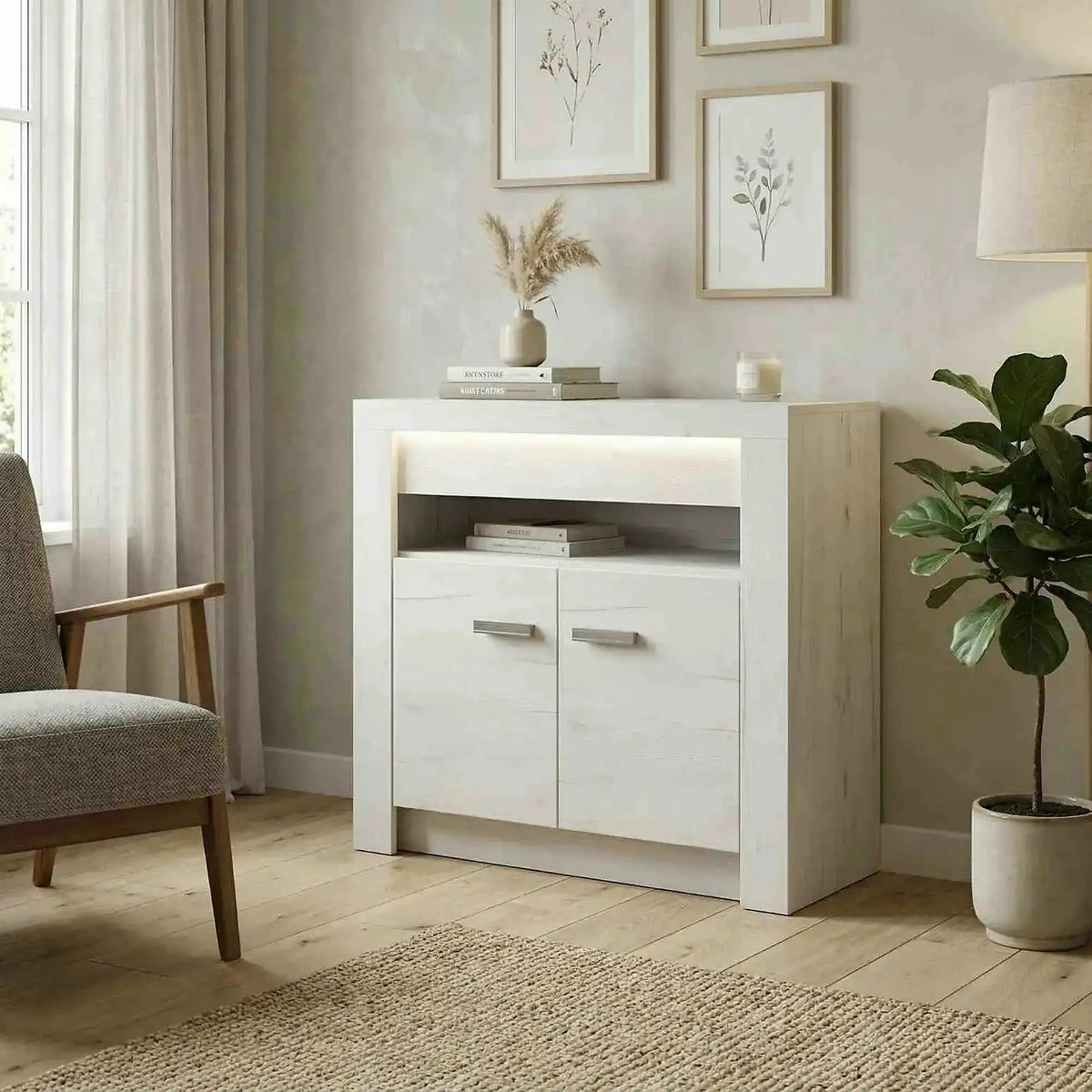 Comoda INFINITY I-10, frasin alb, PAL laminat, 96x42x73 cm