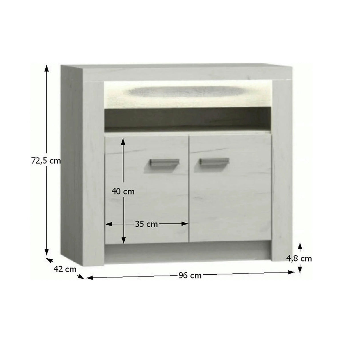 Comoda INFINITY I-10, frasin alb, PAL laminat, 96x42x73 cm
