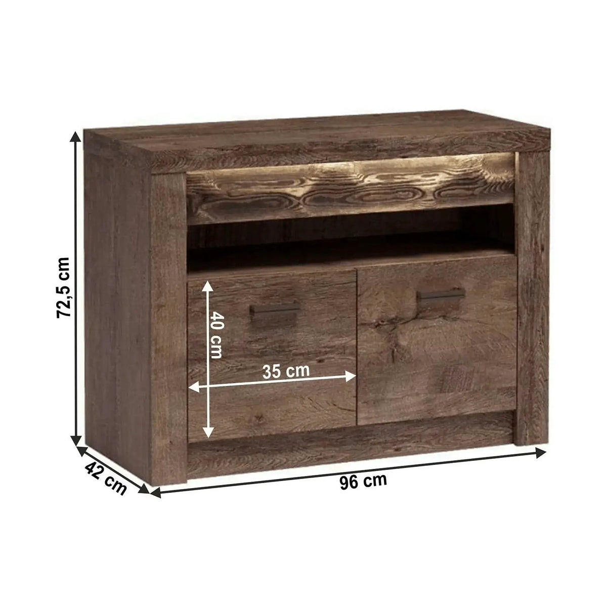 Comoda INFINITY I-10, frasin inchis, PAL melaminat, 96x42x73 cm
