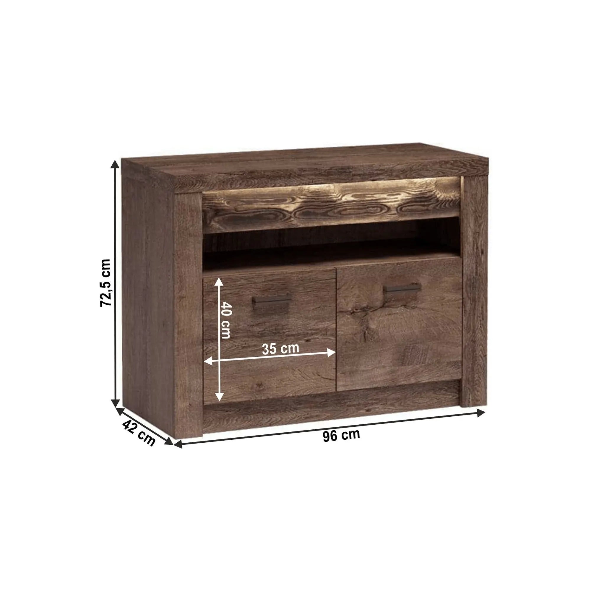 Comoda INFINITY I-10, frasin inchis, PAL melaminat, 96x42x73 cm