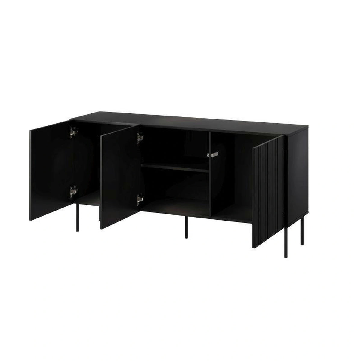 Comoda ISLA, negru, PAL laminat, 151x40x75 cm