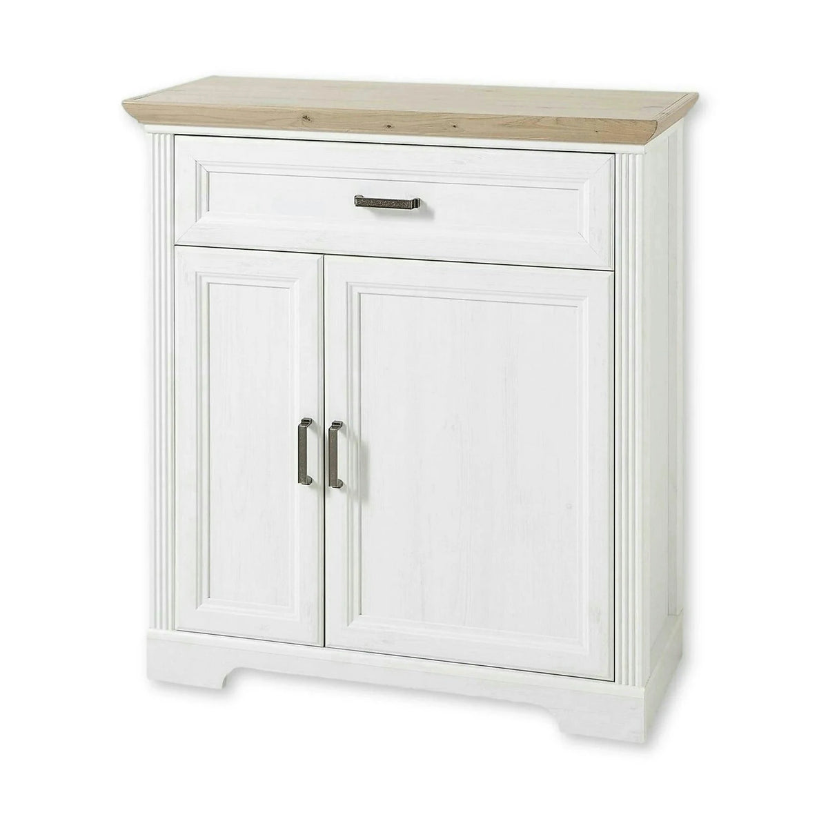 Comoda JASMIN, alb/stejar artisan, PAL, cu 2 usi si un sertar, 93x41x102 cm