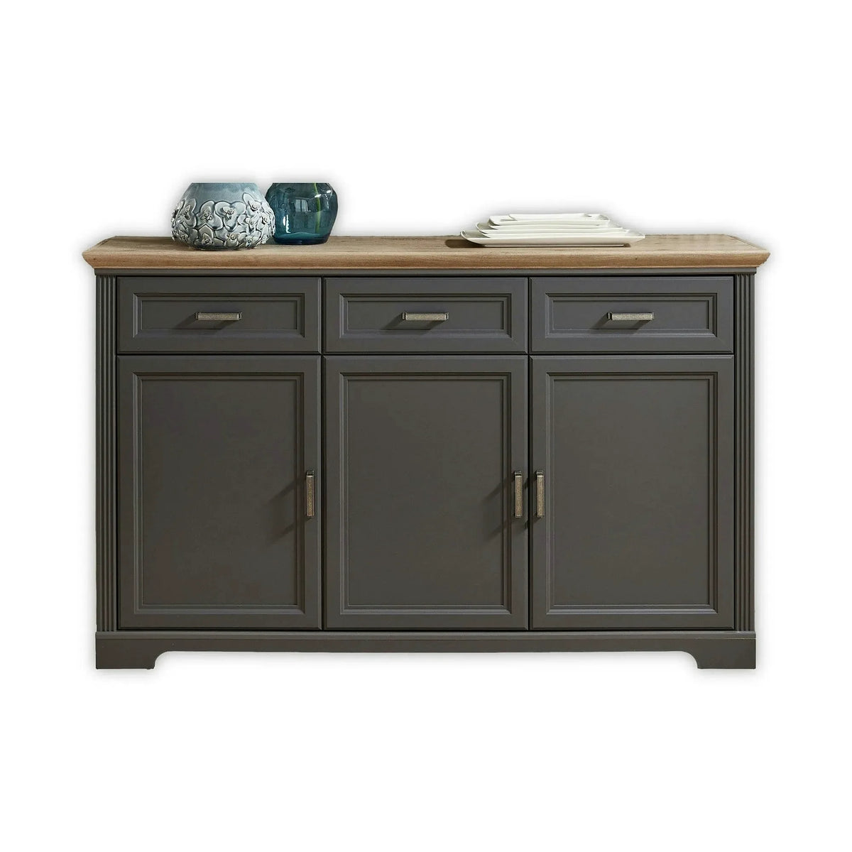 Comoda JASMIN, gri grafit/stejar artisan, PAL, 166x48x102 cm