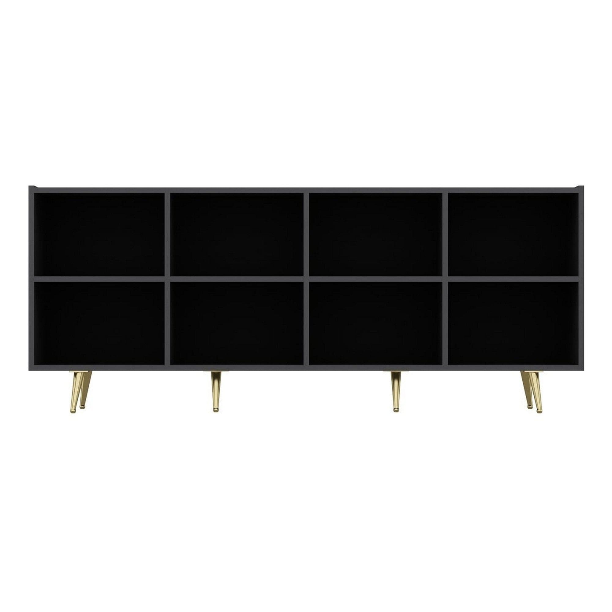 Comoda JOSE, gri antracit/auriu, PAL melaminat, 180x47x75 cm