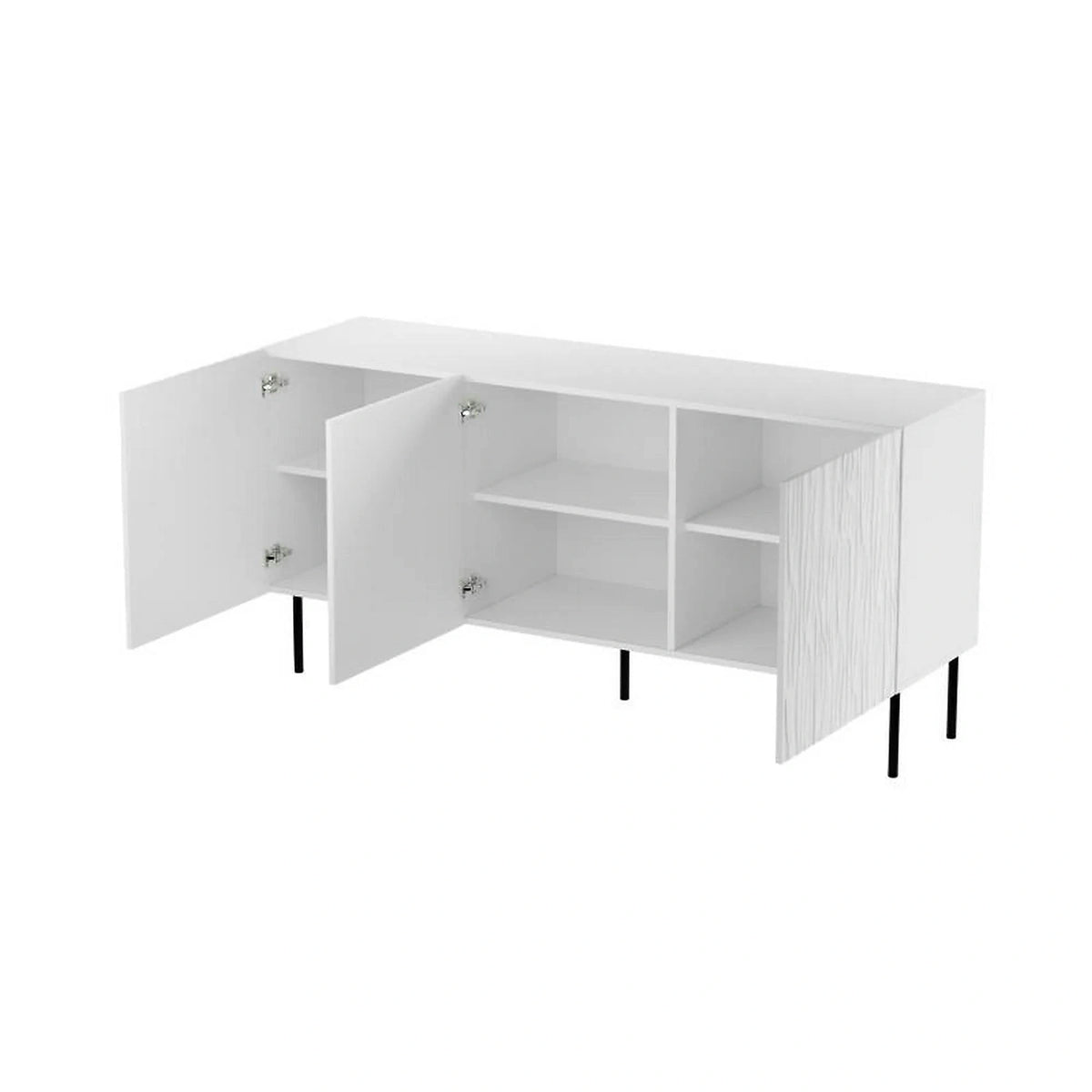 Comoda JUNGLE, alb/negru, PAL laminat/metal, 152x42x75 cm