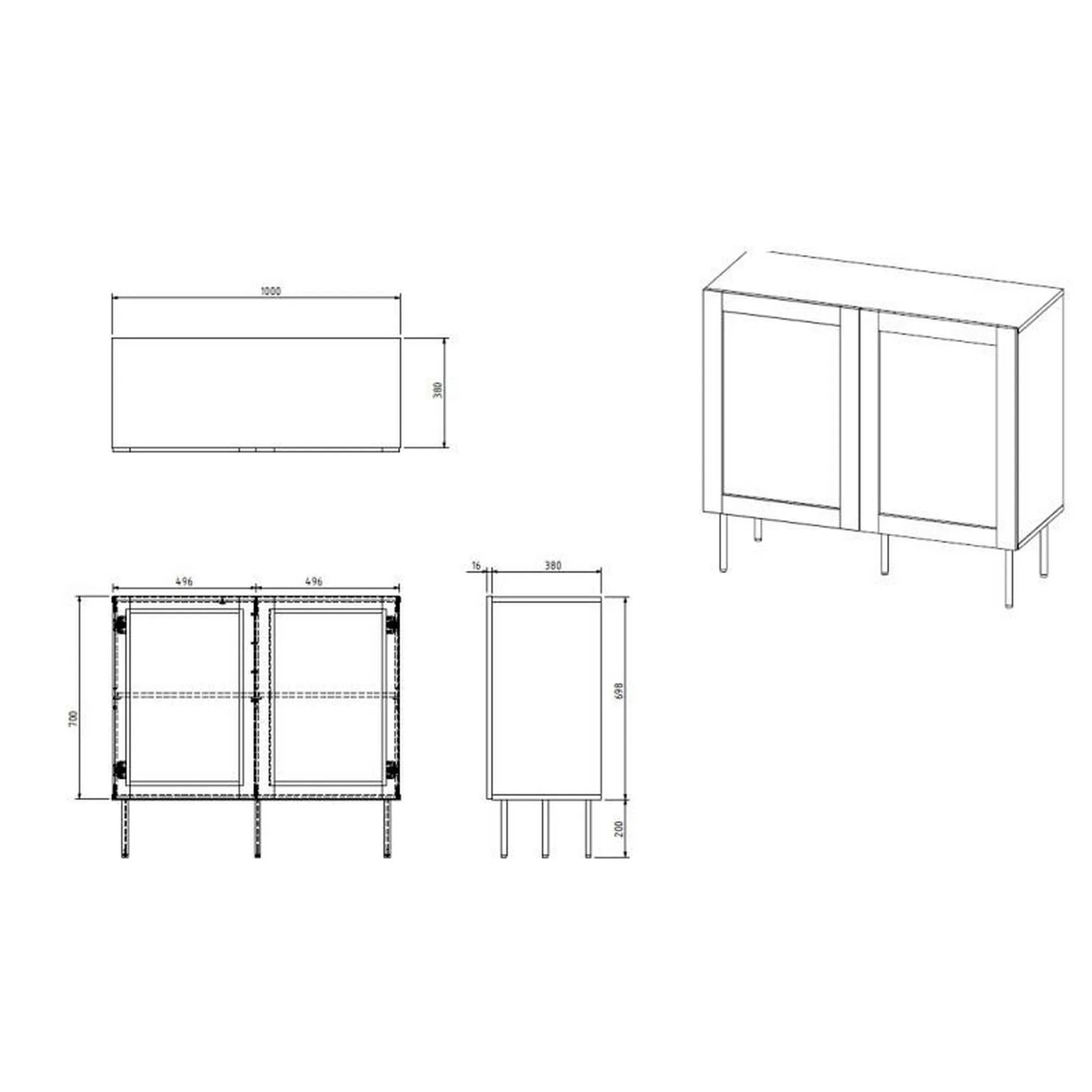 Comoda JUTA, negru, 100x40x90 cm