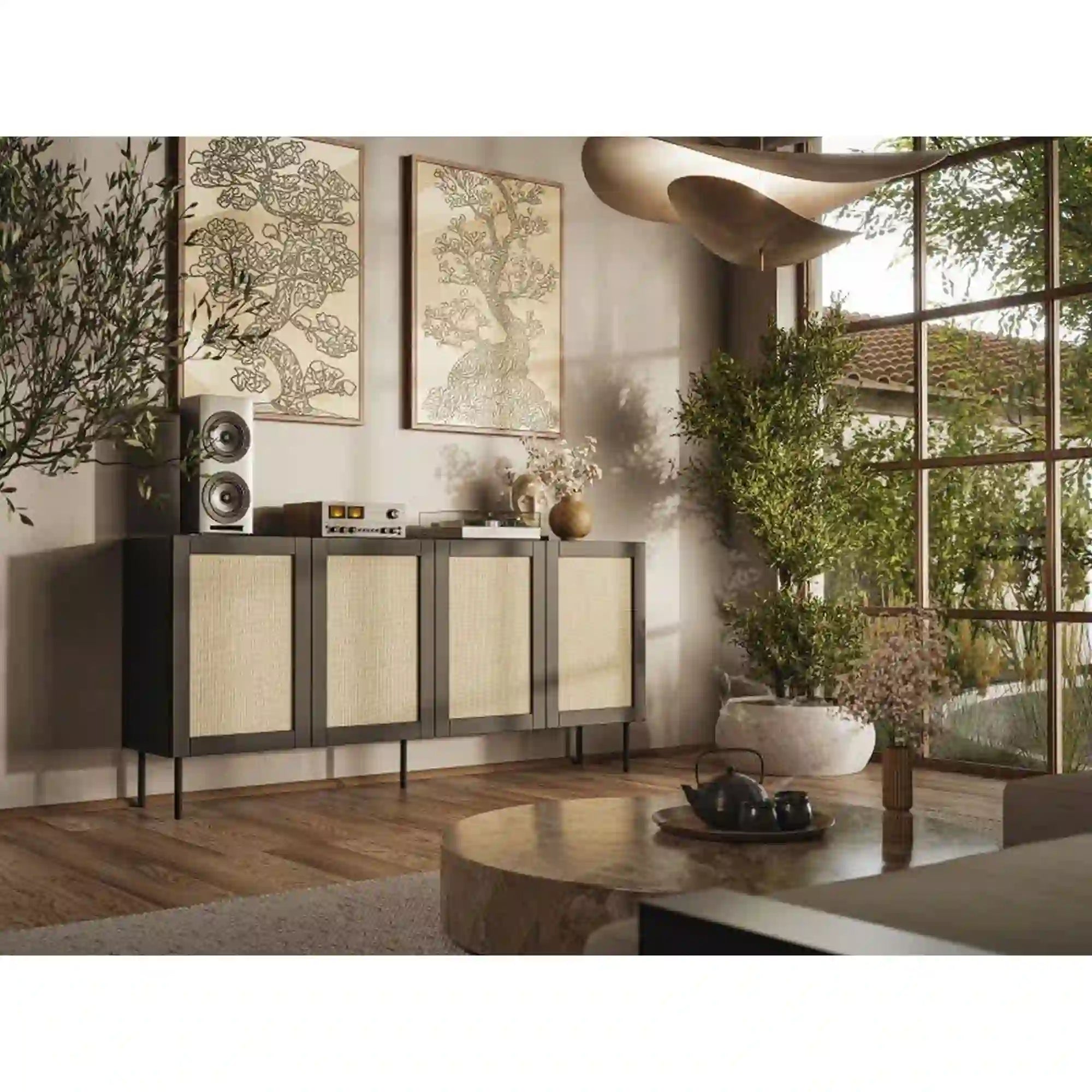 Comoda JUTA, negru, 200x40x90 cm