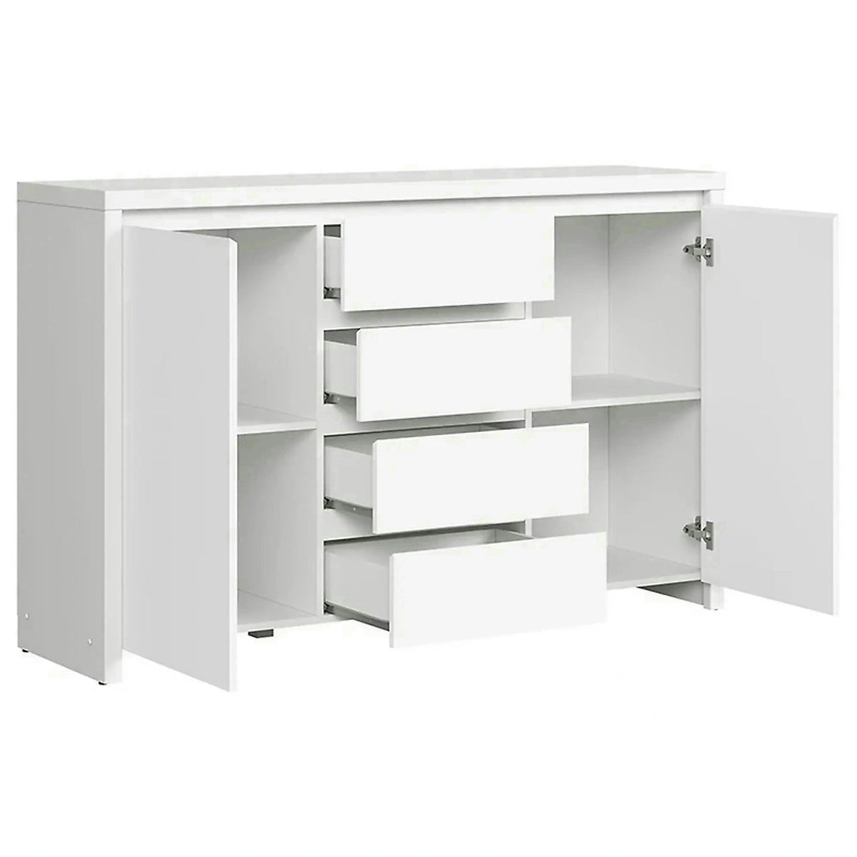 Comoda KASPIAN KOM2D4S, alb, PAL, 144x41x92 cm