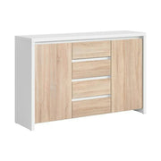 Comoda KASPIAN KOM2D4S, alb/stejar sonoma, PAL, 144x41x92 cm