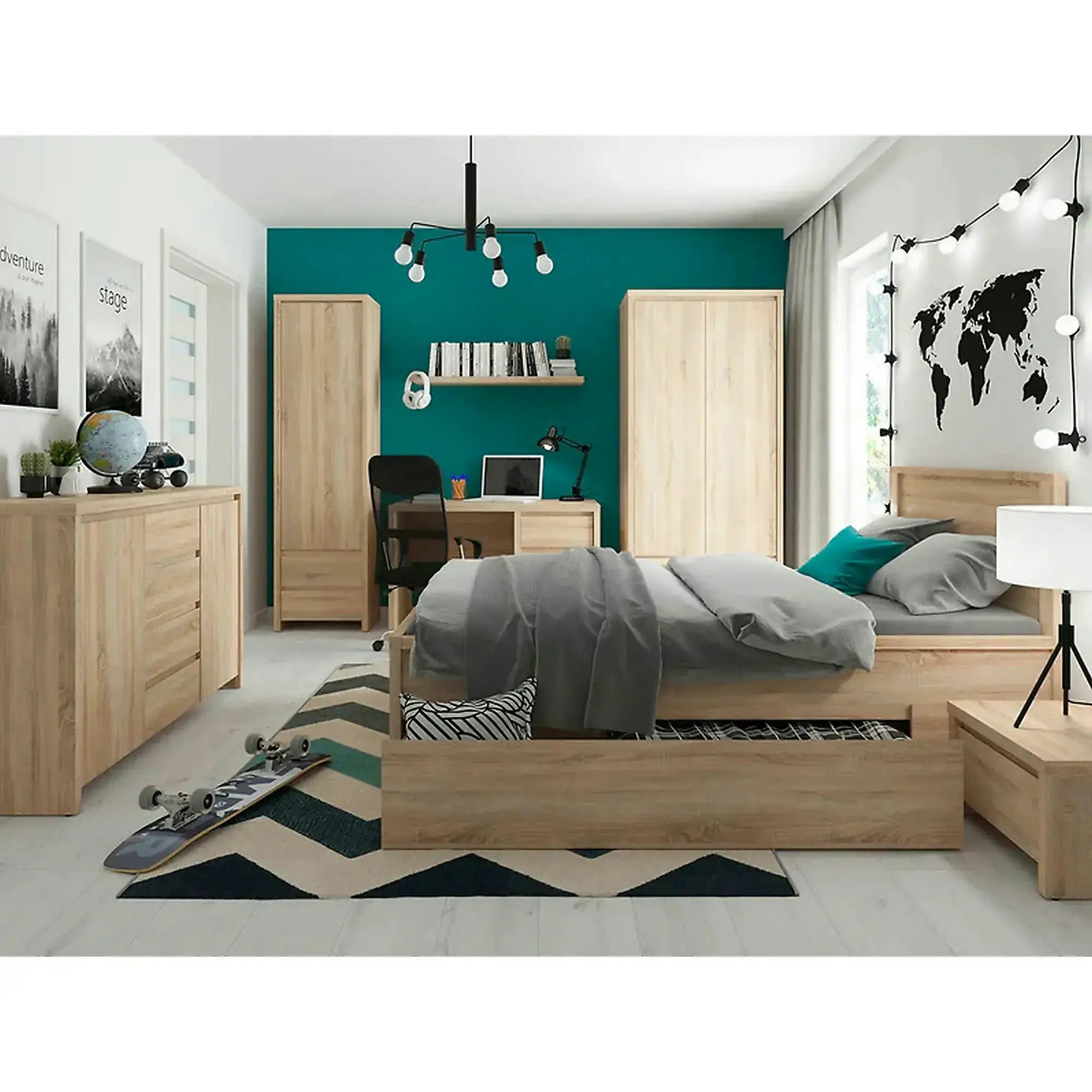 Comoda KASPIAN KOM2D4S, stejar sonoma, PAL, 144x41x92 cm