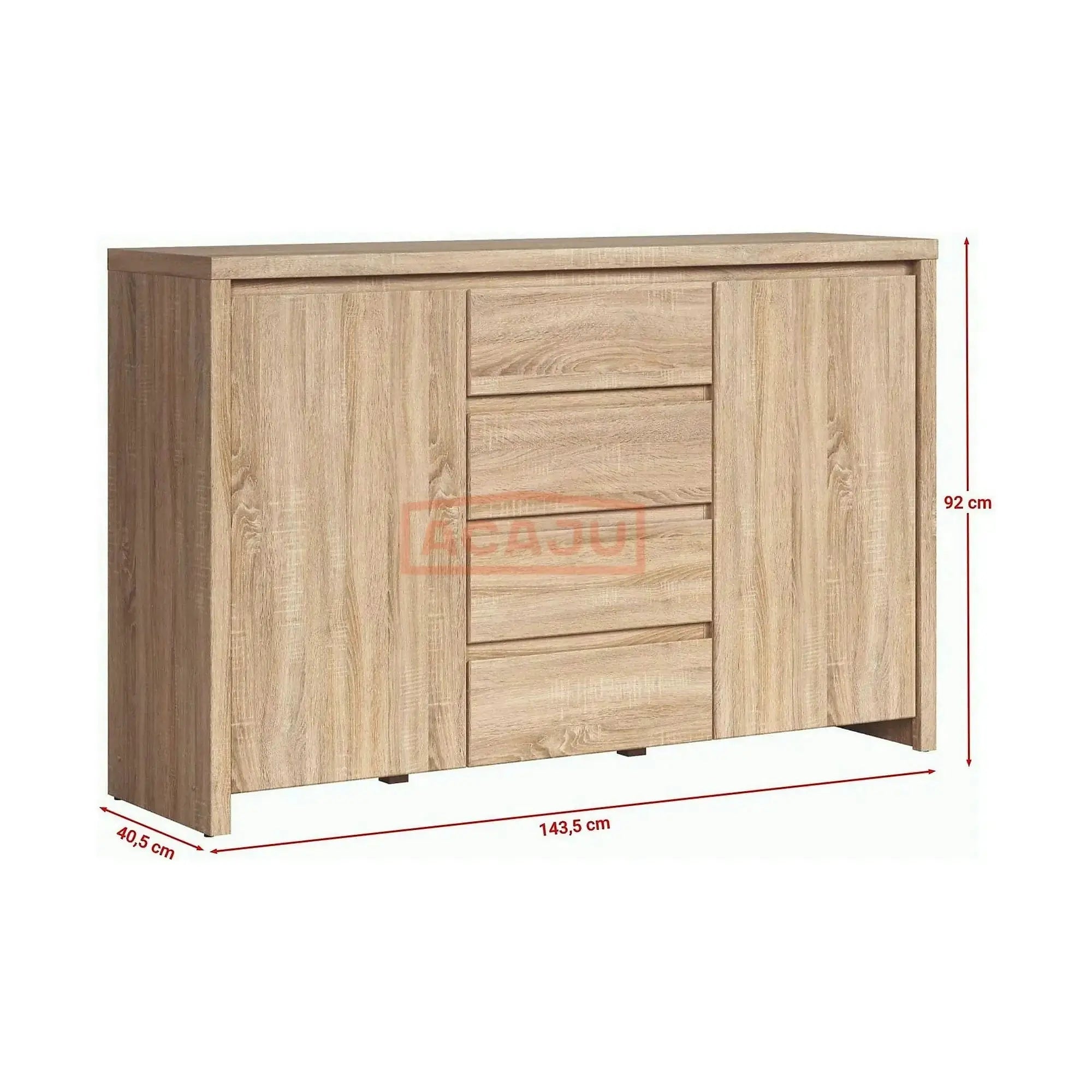 Comoda KASPIAN KOM2D4S, stejar sonoma, PAL, 144x41x92 cm