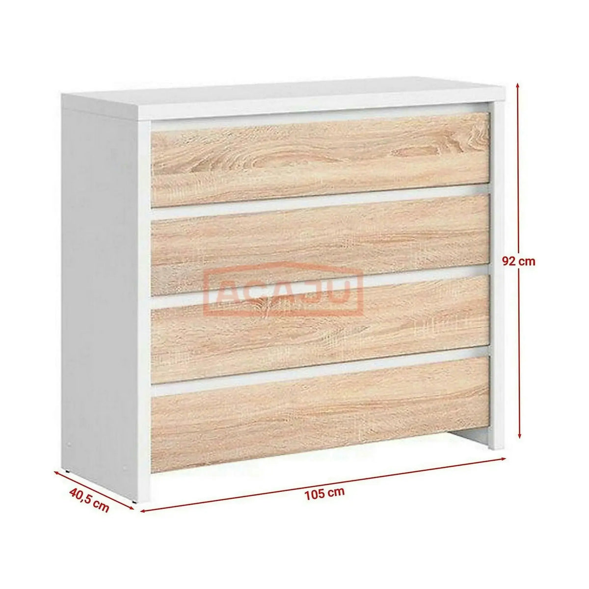 Comoda KASPIAN KOM4S, alb/stejar sonoma, PAL, 105x41x92 cm