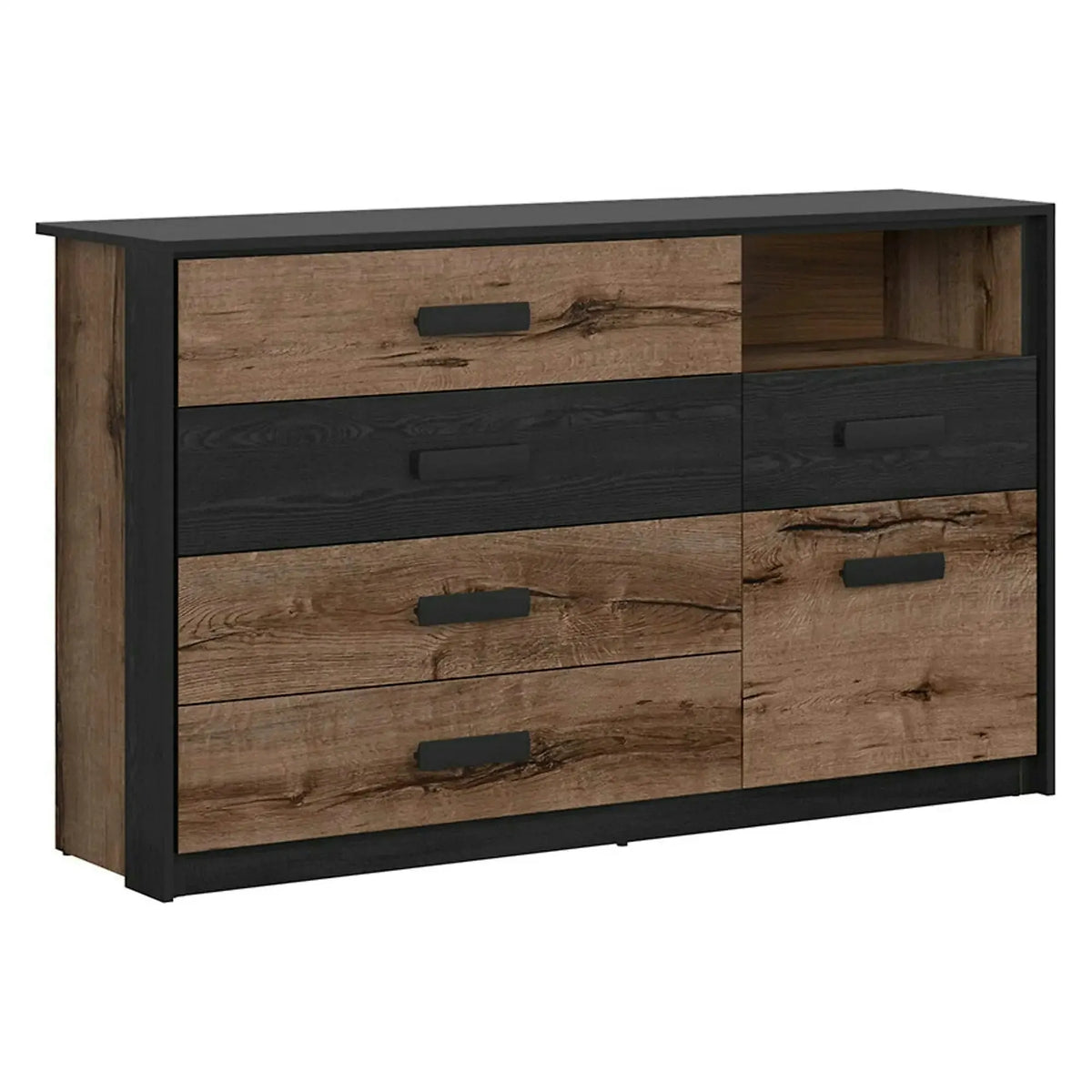 Comoda KASSEL, nuc/negru, PAL, 150x41x90 cm