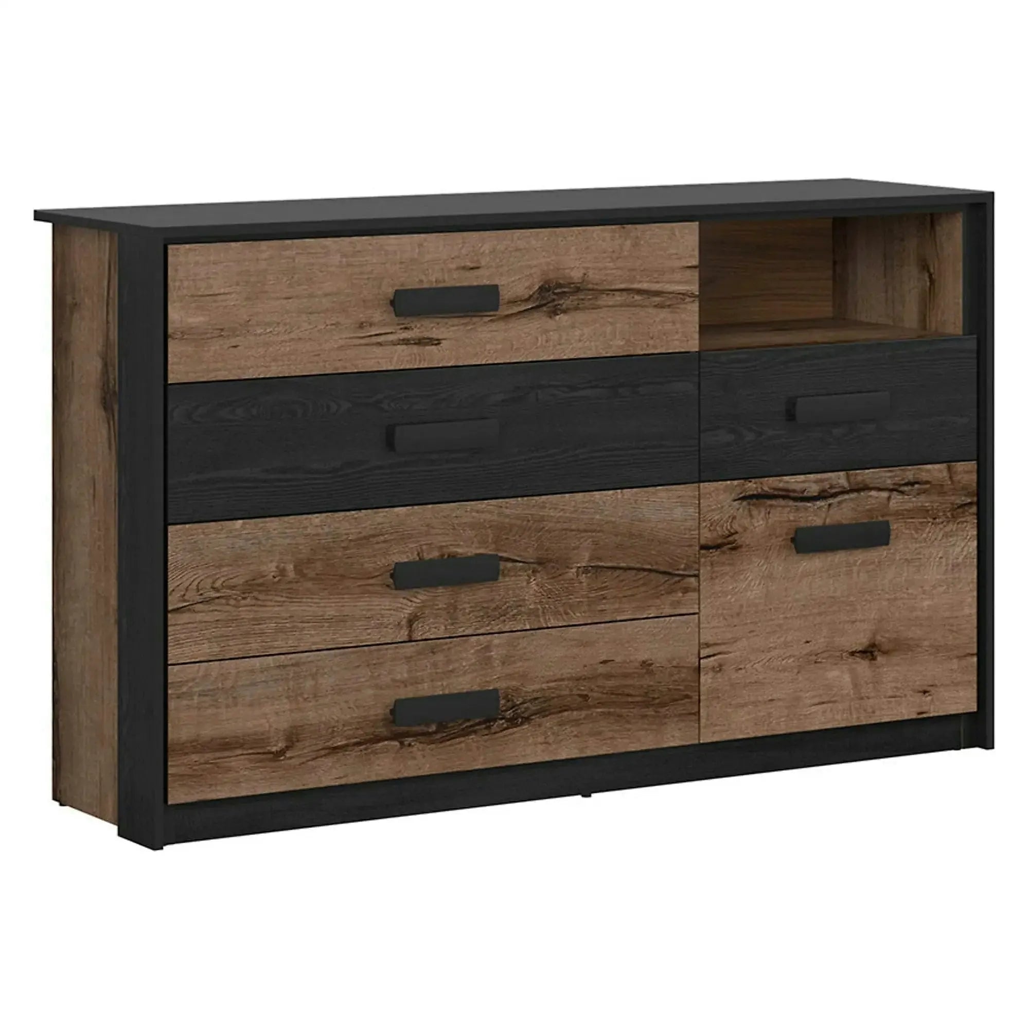Comoda KASSEL, nuc/negru, PAL, 150x41x90 cm