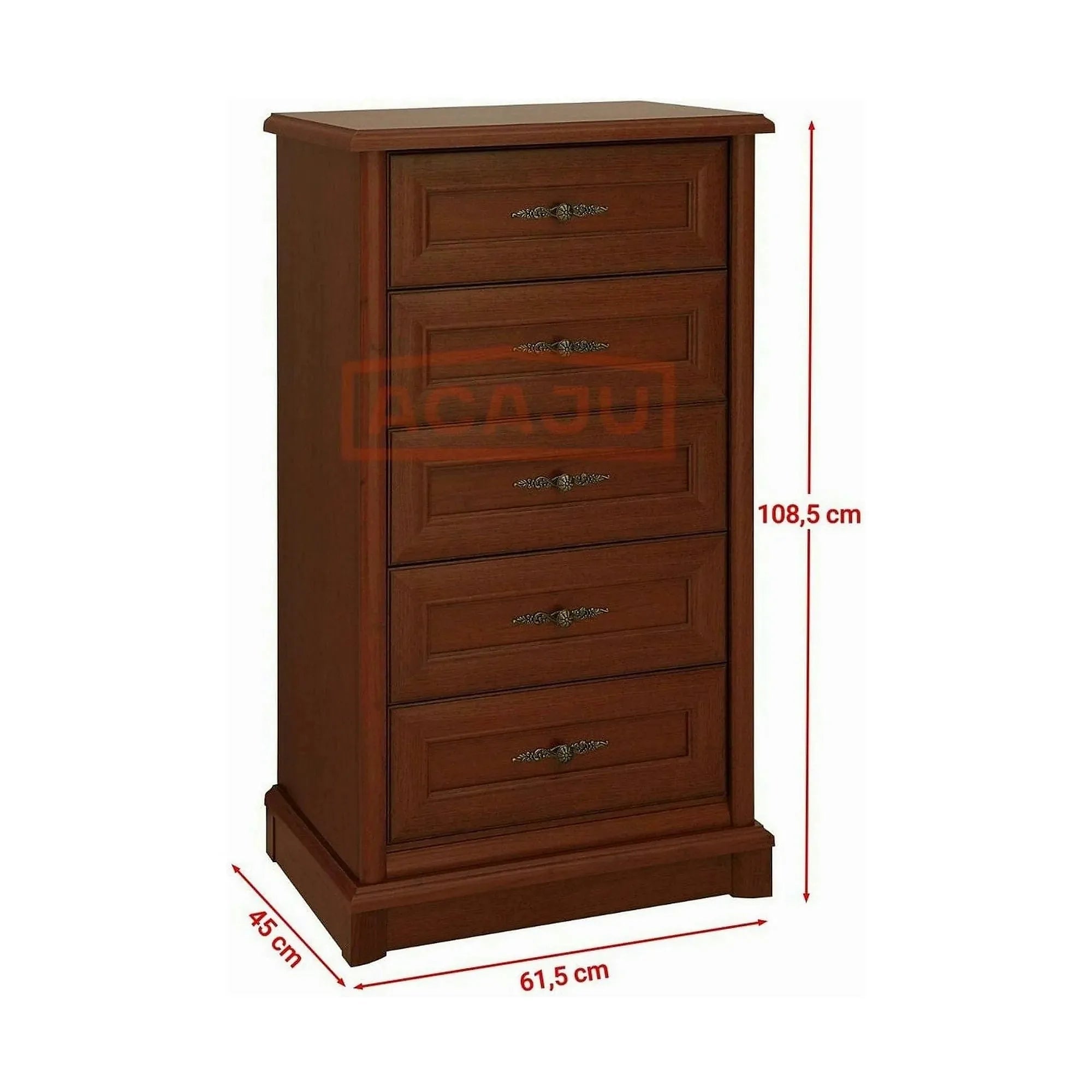 Comoda Kent EKOM5S, castan, PAL, 62x45x109 cm