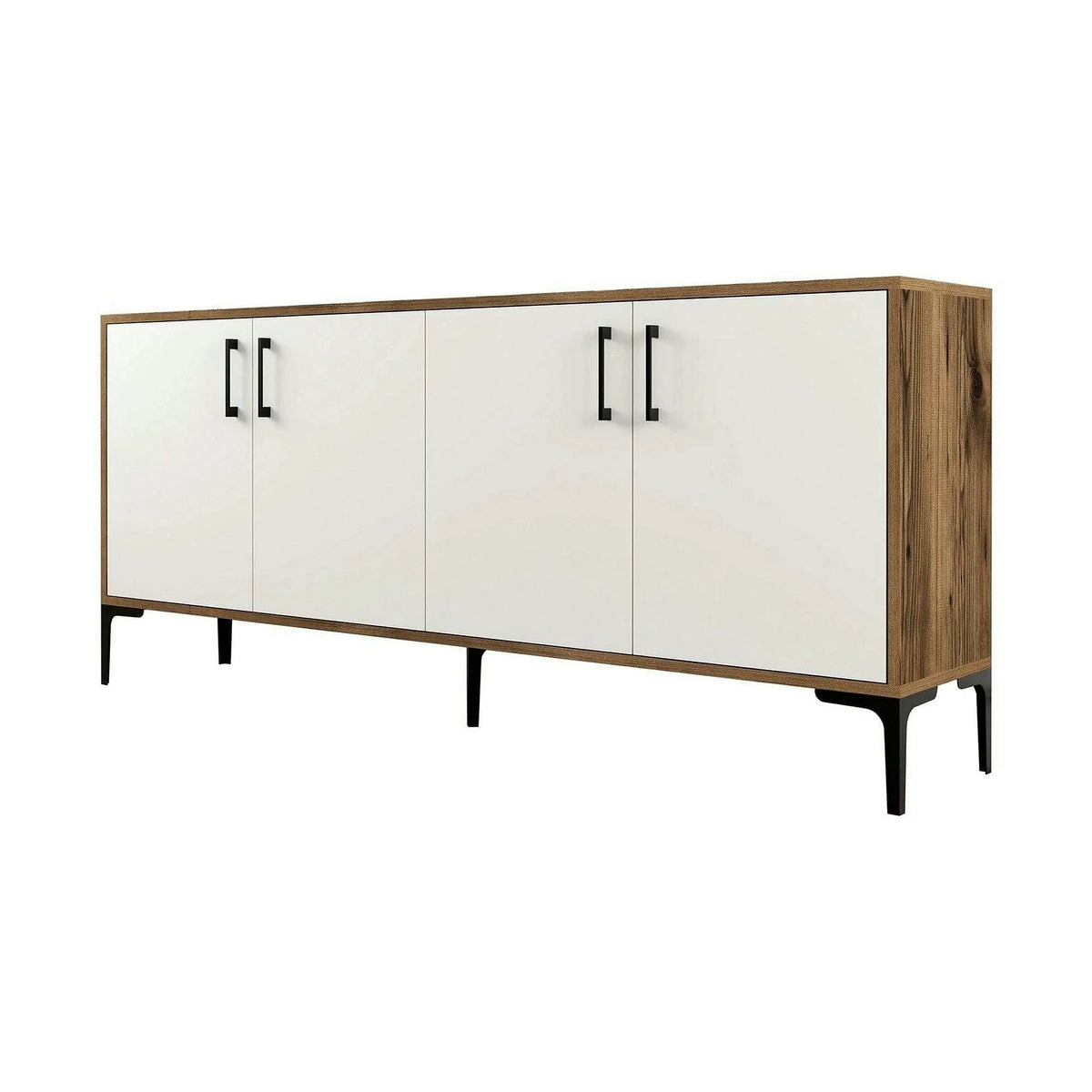 Comoda Kiev, alb/nuc, PAL melaminat, 180x35x78 cm