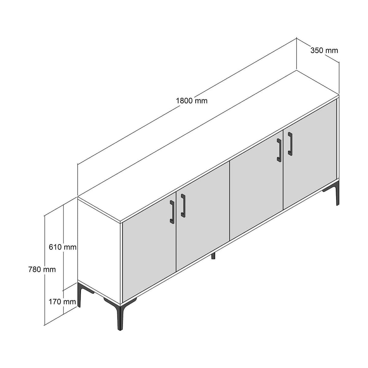 Comoda Kiev, alb/nuc, PAL melaminat, 180x35x78 cm