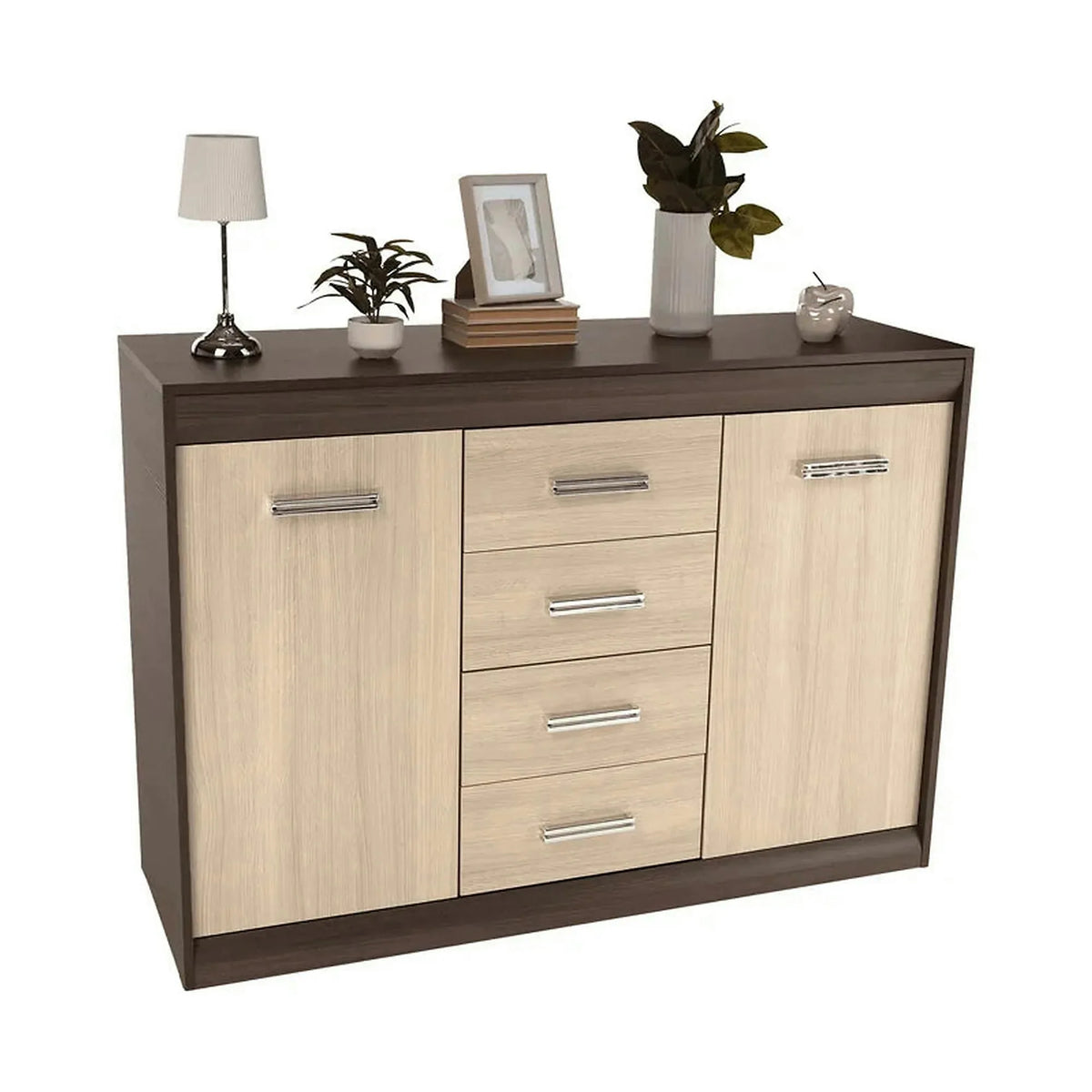 Comoda KORINA, stejar/wenge, DTD laminat, 140x48x100 cm