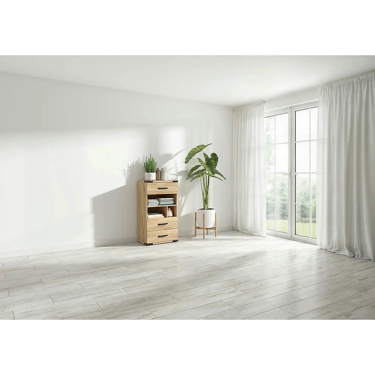 Comoda Lara, stejar, PAL, 60x40x109 cm