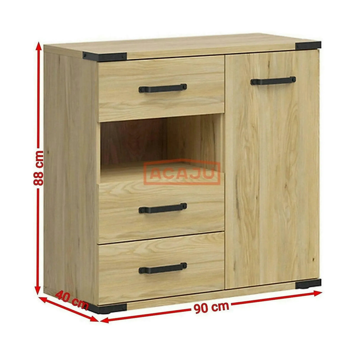 Comoda Lara, stejar, PAL, 90x40x88 cm