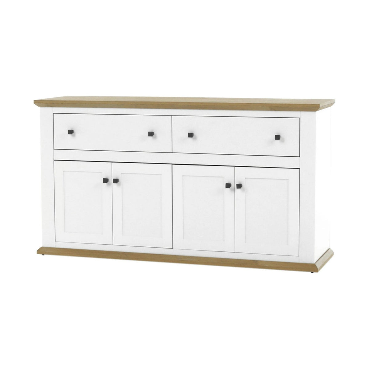 Comoda LEON MZ10, alb/stejar grand, DTD laminat, 160x45x87 cm