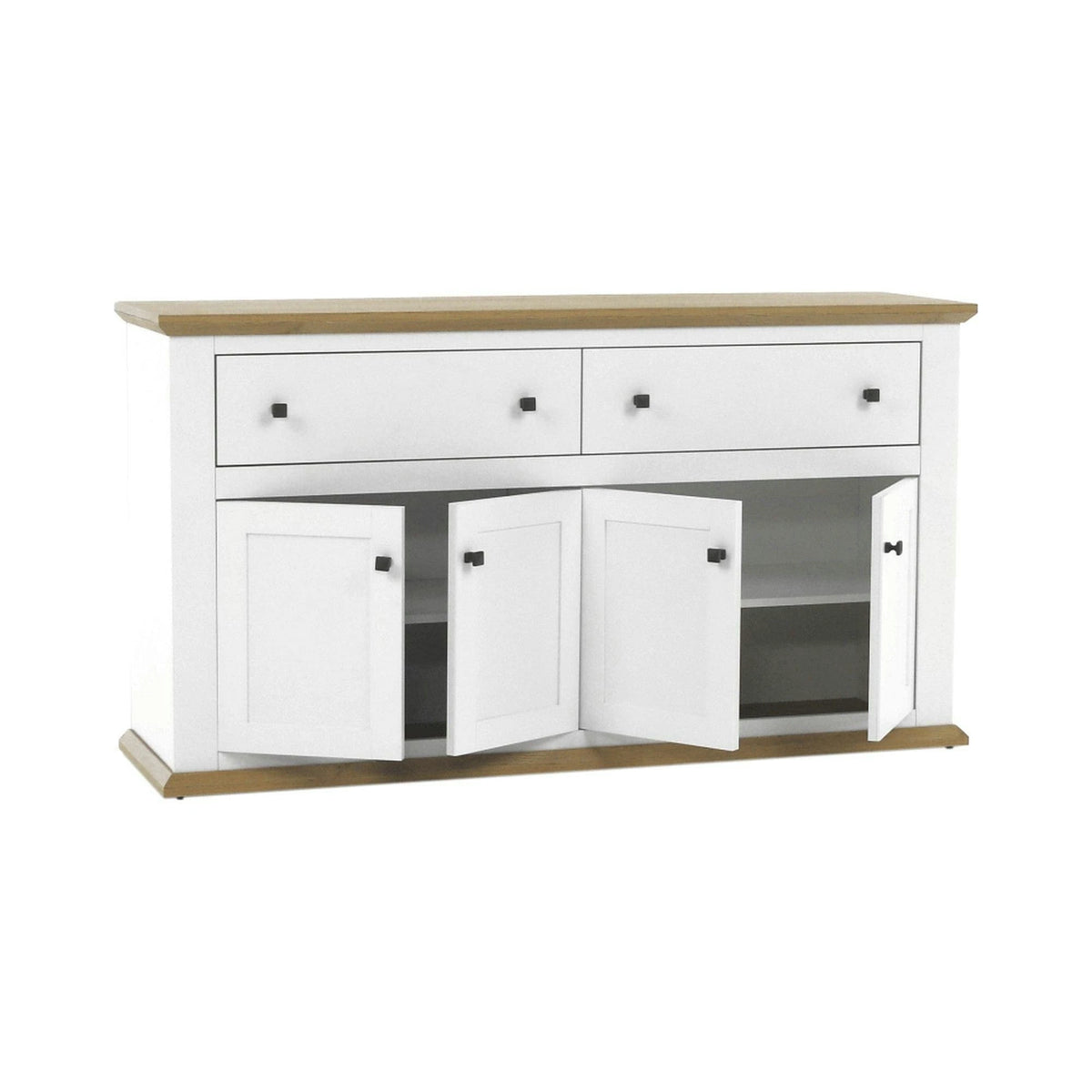 Comoda LEON MZ10, alb/stejar grand, DTD laminat, 160x45x87 cm