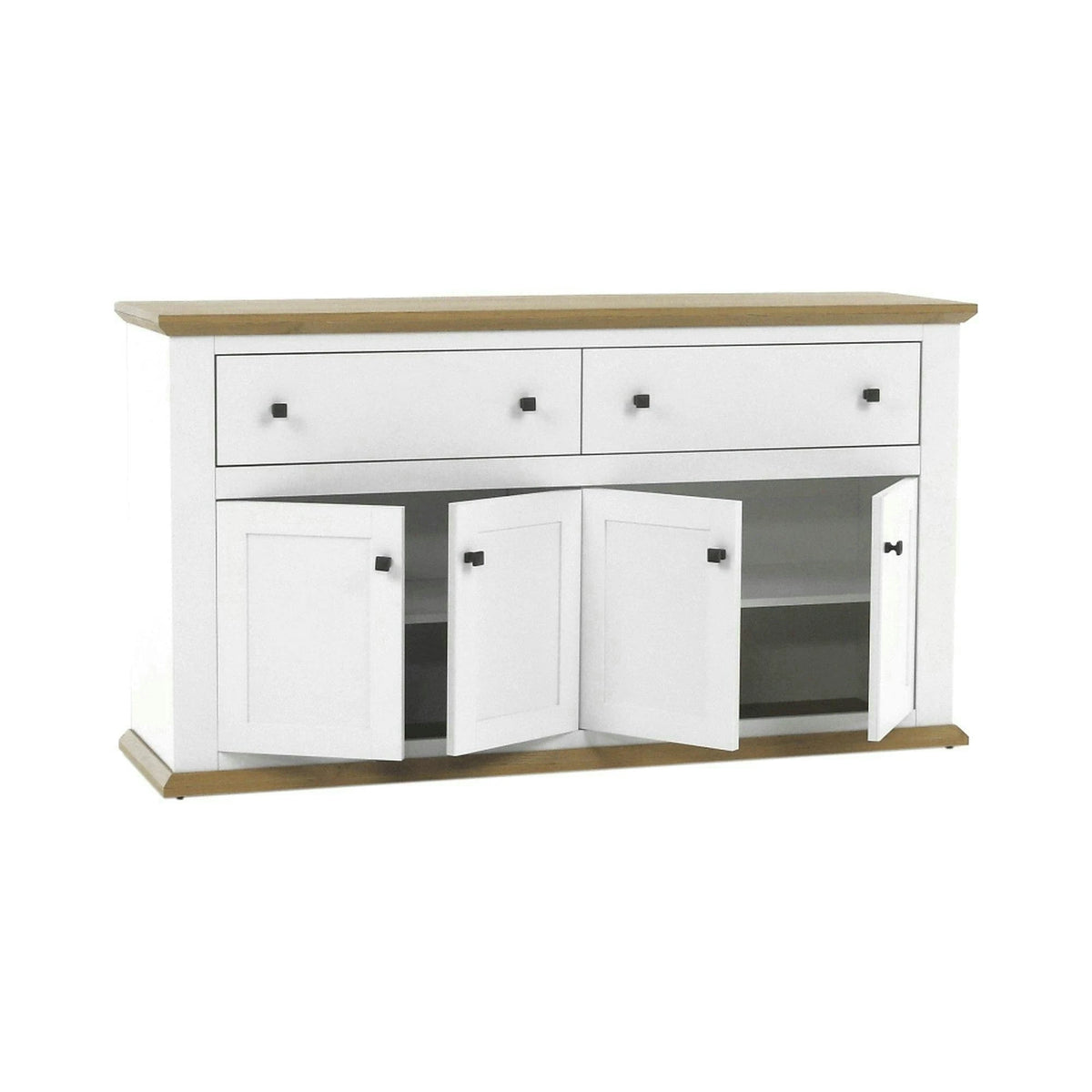 Comoda LEON MZ10, alb/stejar grand, DTD laminat, 160x45x87 cm