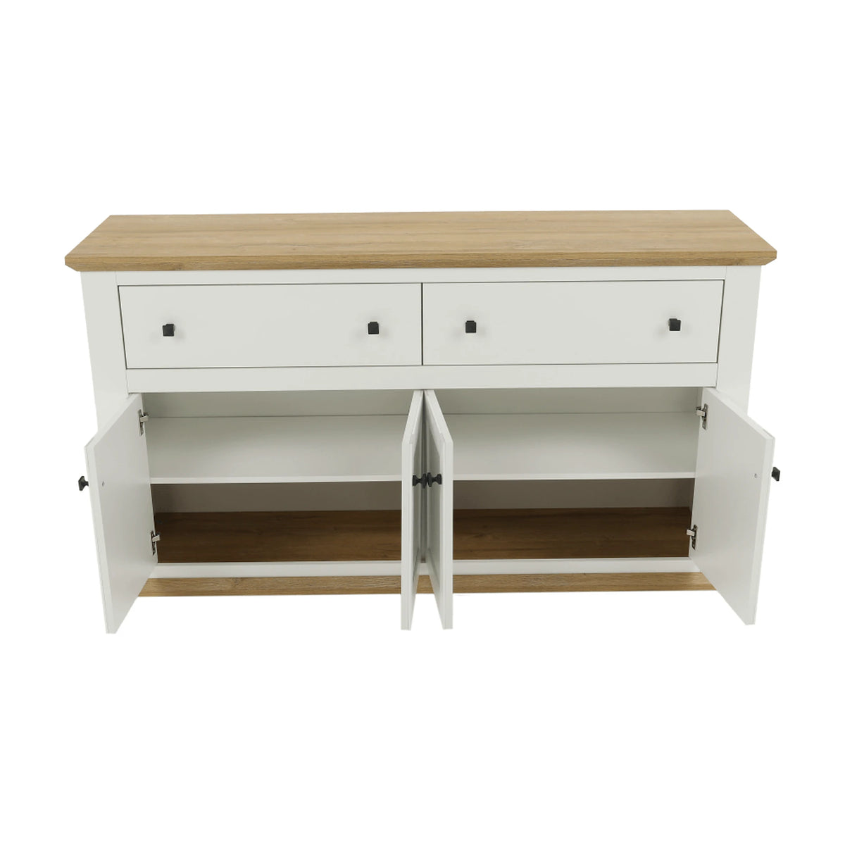 Comoda LEON MZ10, alb/stejar grand, DTD laminat, 160x45x87 cm
