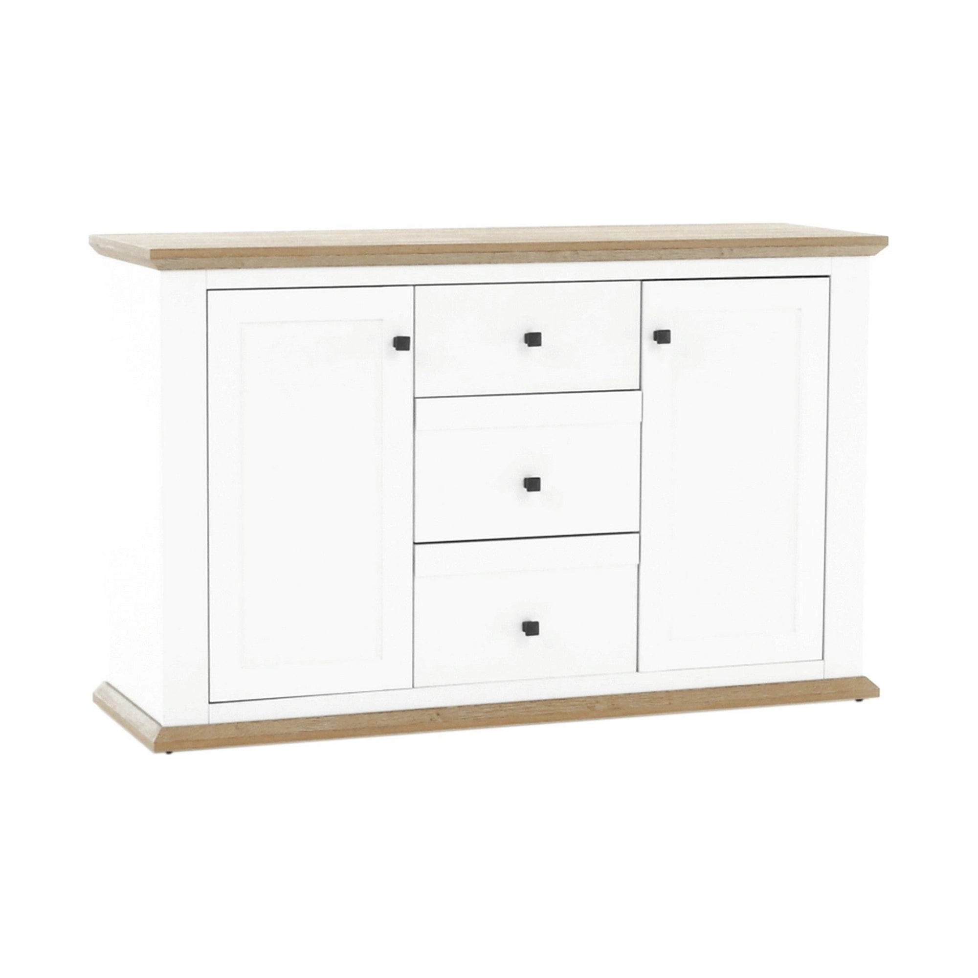 Comoda LEON MZ11, DTD laminat, alb/stejar grand, 140x45x87 cm