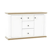 Comoda LEON MZ11, DTD laminat, alb/stejar grand, 140x45x87 cm