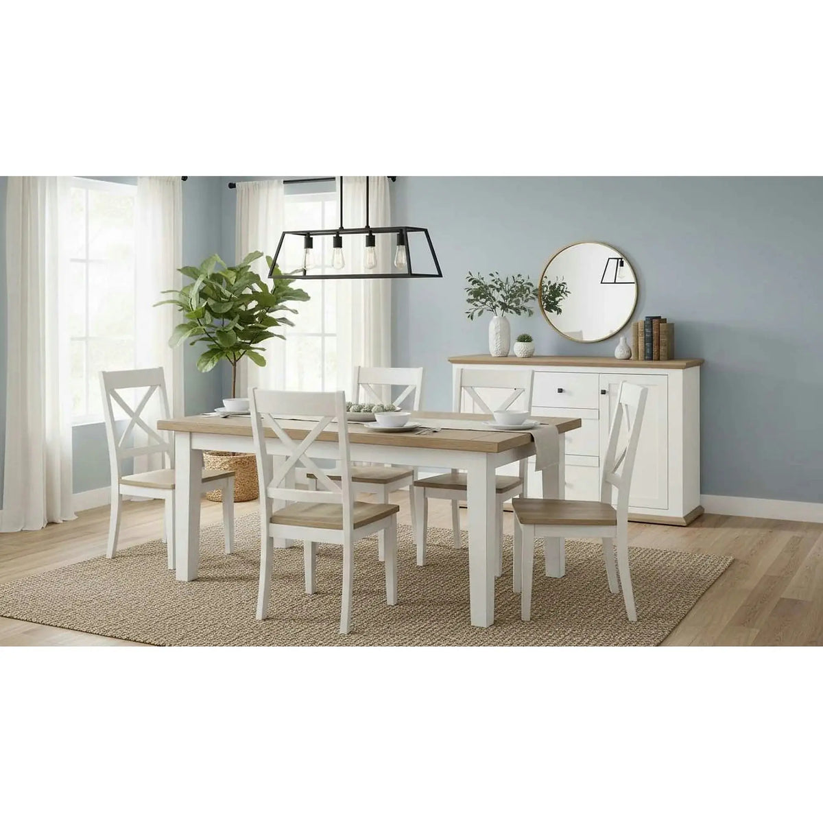Comoda LEON MZ11, DTD laminat, alb/stejar grand, 140x45x87 cm