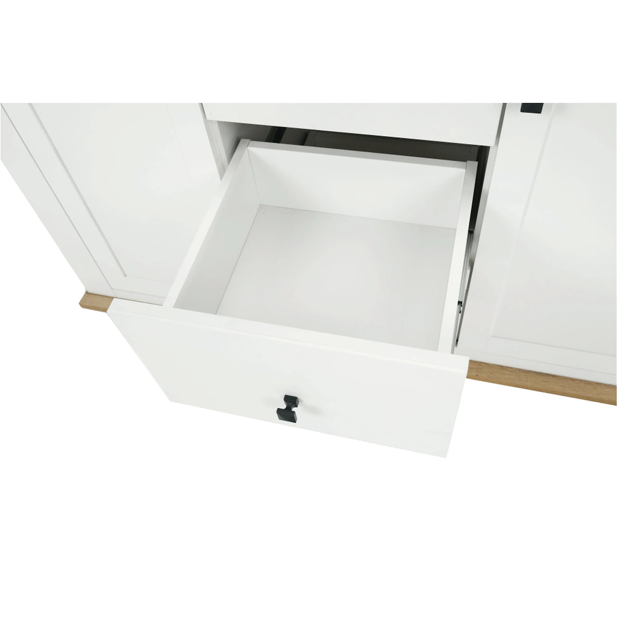 Comoda LEON MZ11, DTD laminat, alb/stejar grand, 140x45x87 cm
