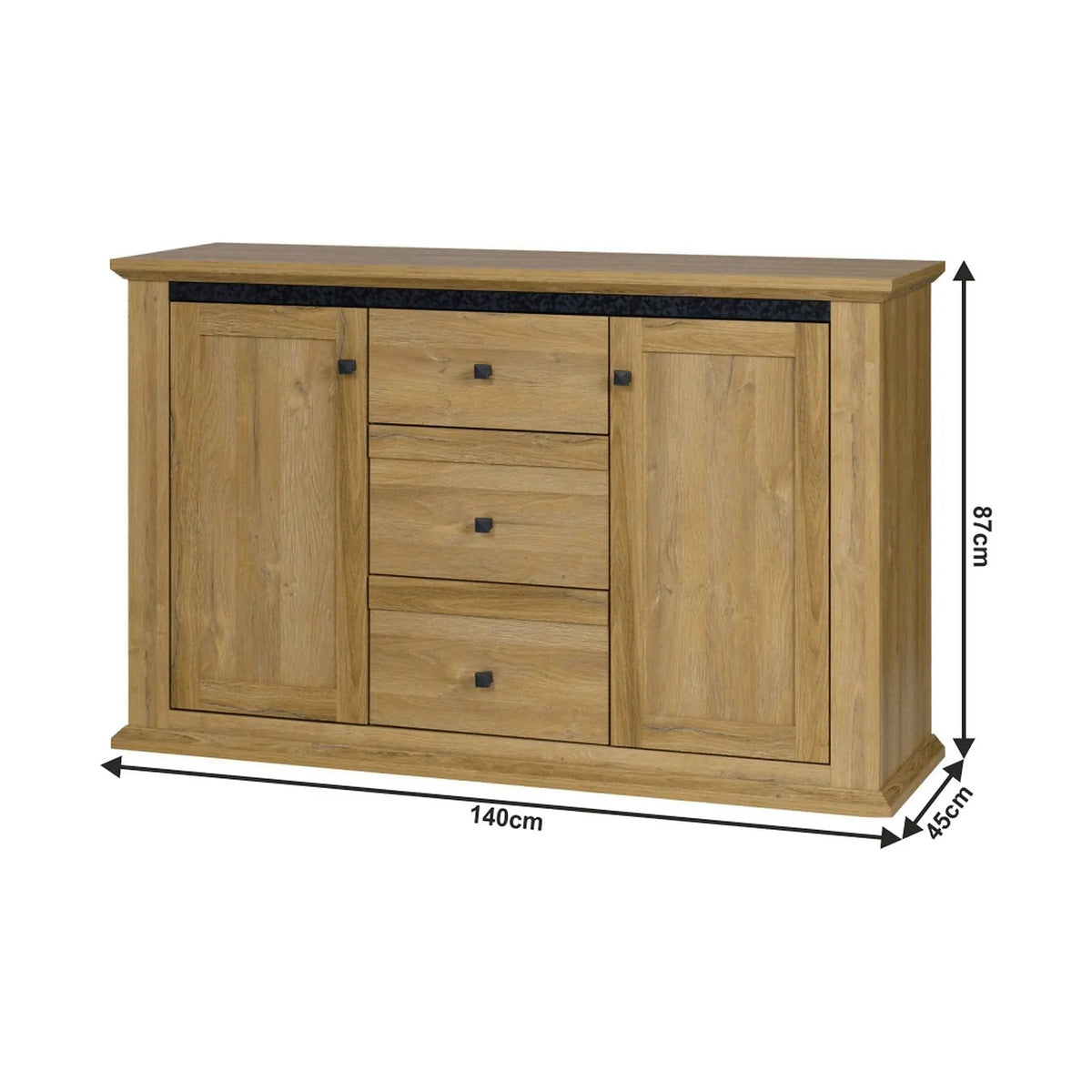 Comoda LEON MZ11, stejar grand, DTD laminat, 140x45x87 cm
